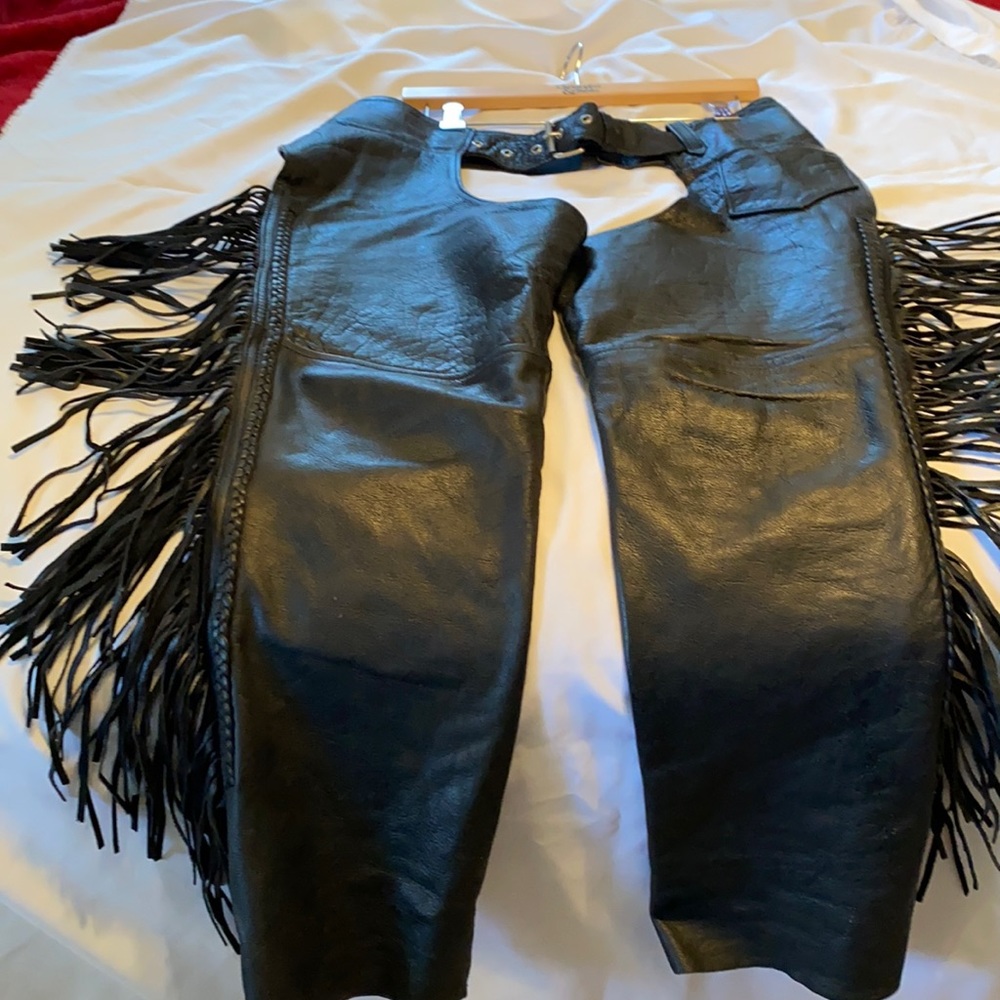 UNIK International. INC black leather chaps